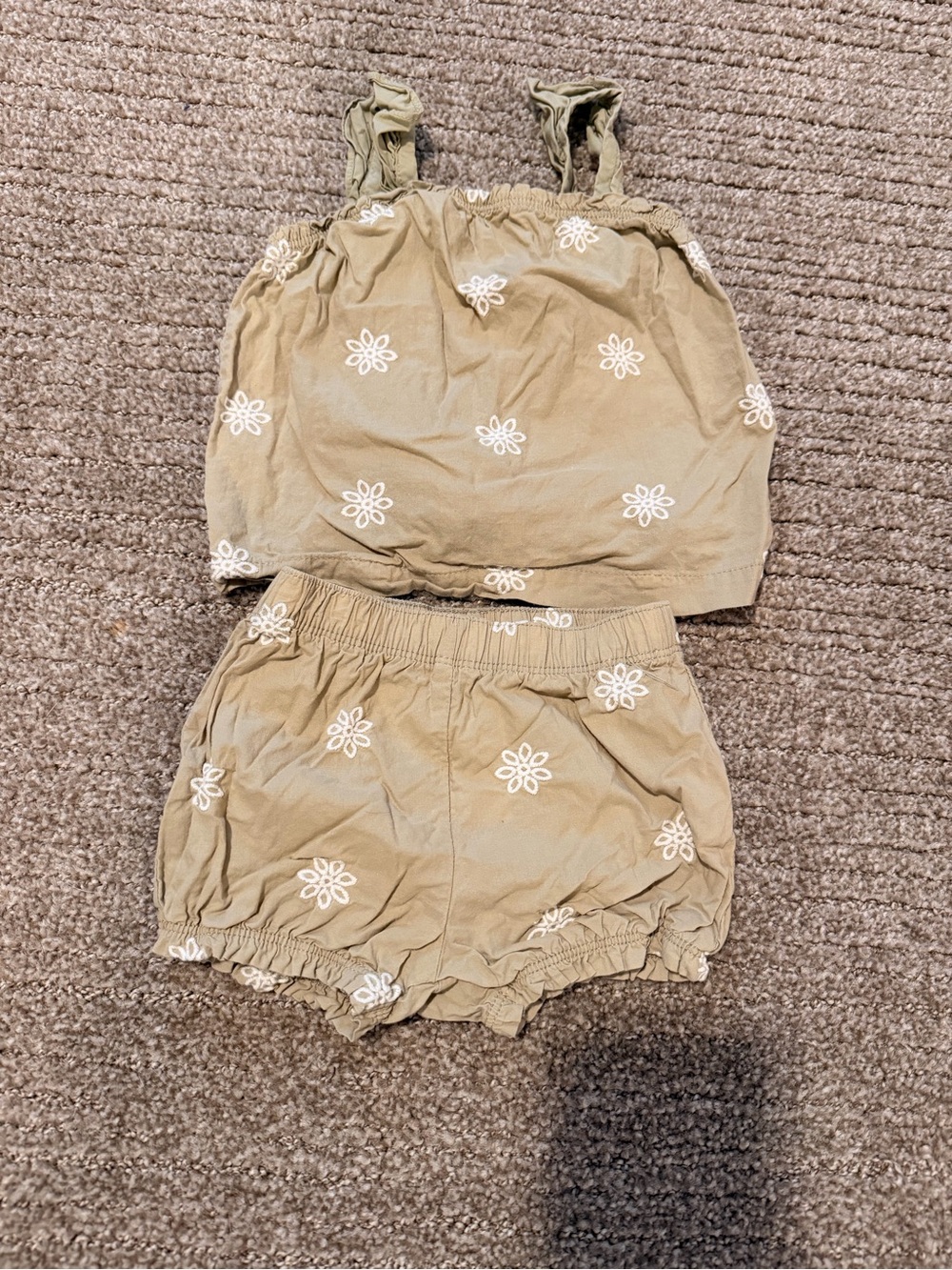 Carter's Green Floral Embroidered Shorts Set
